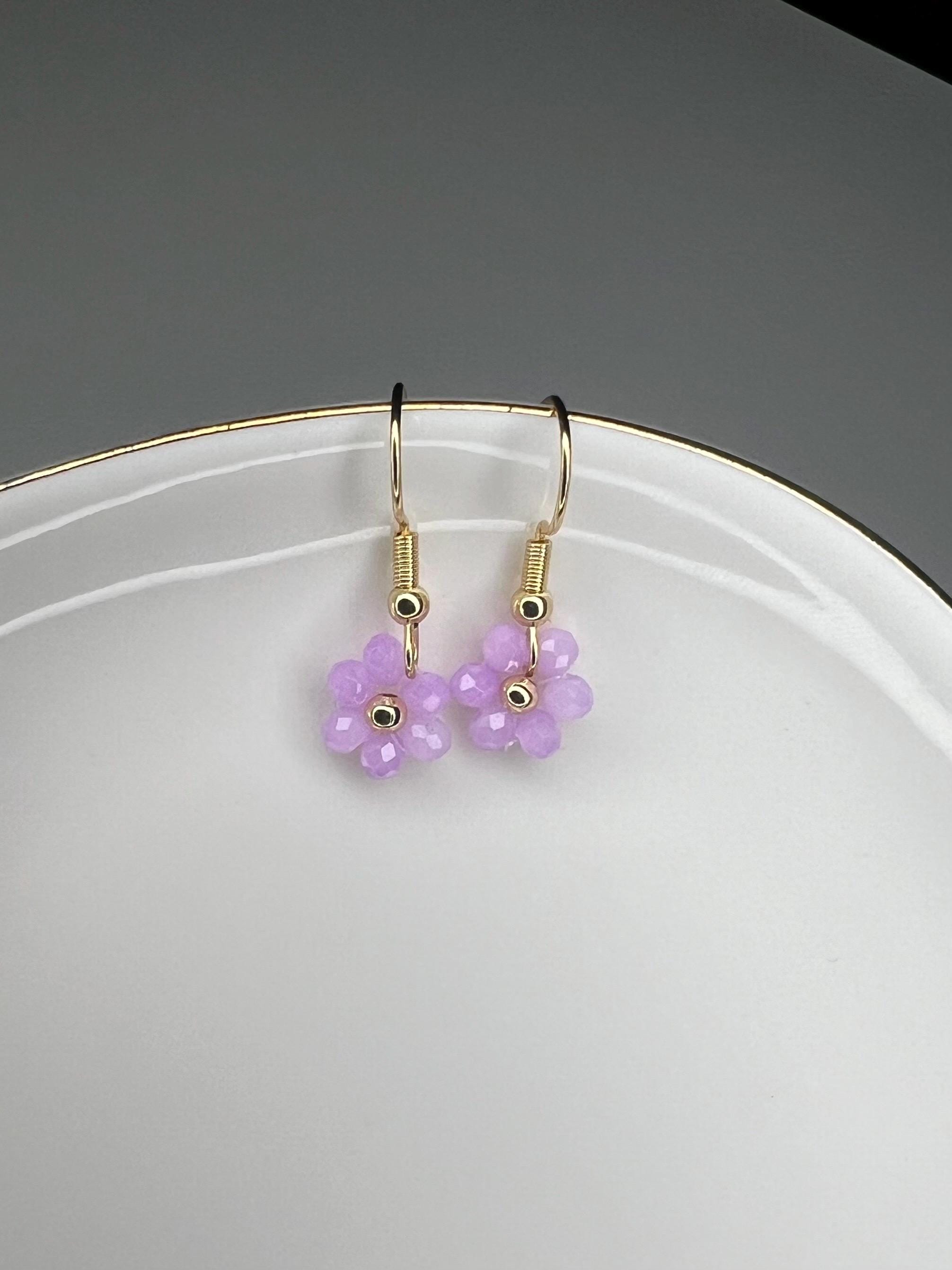 Daisy purple crystal earrings