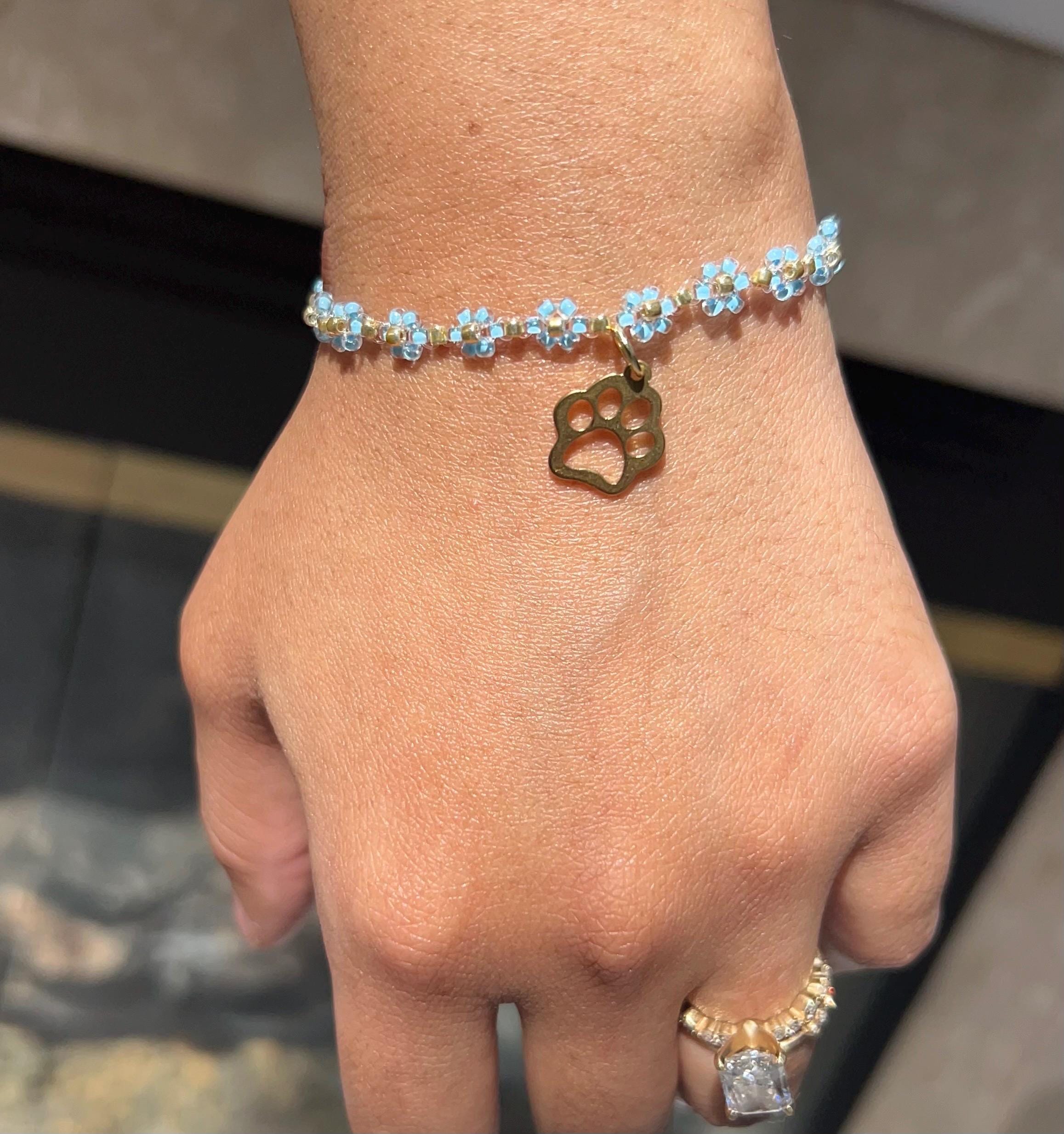 Blue paw charm Beaded Bracelet