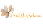 Logo with a stylized flower and 'Viral By Selena' text on a white background
