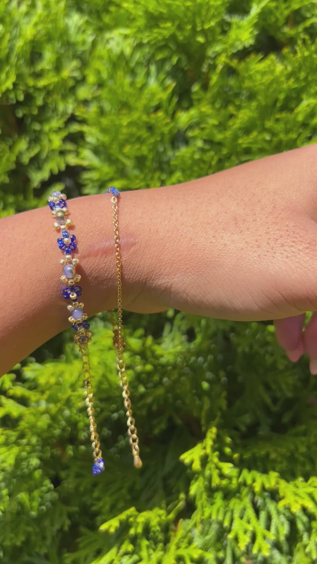 Sapphire stack set Daisy Beaded Bracelet