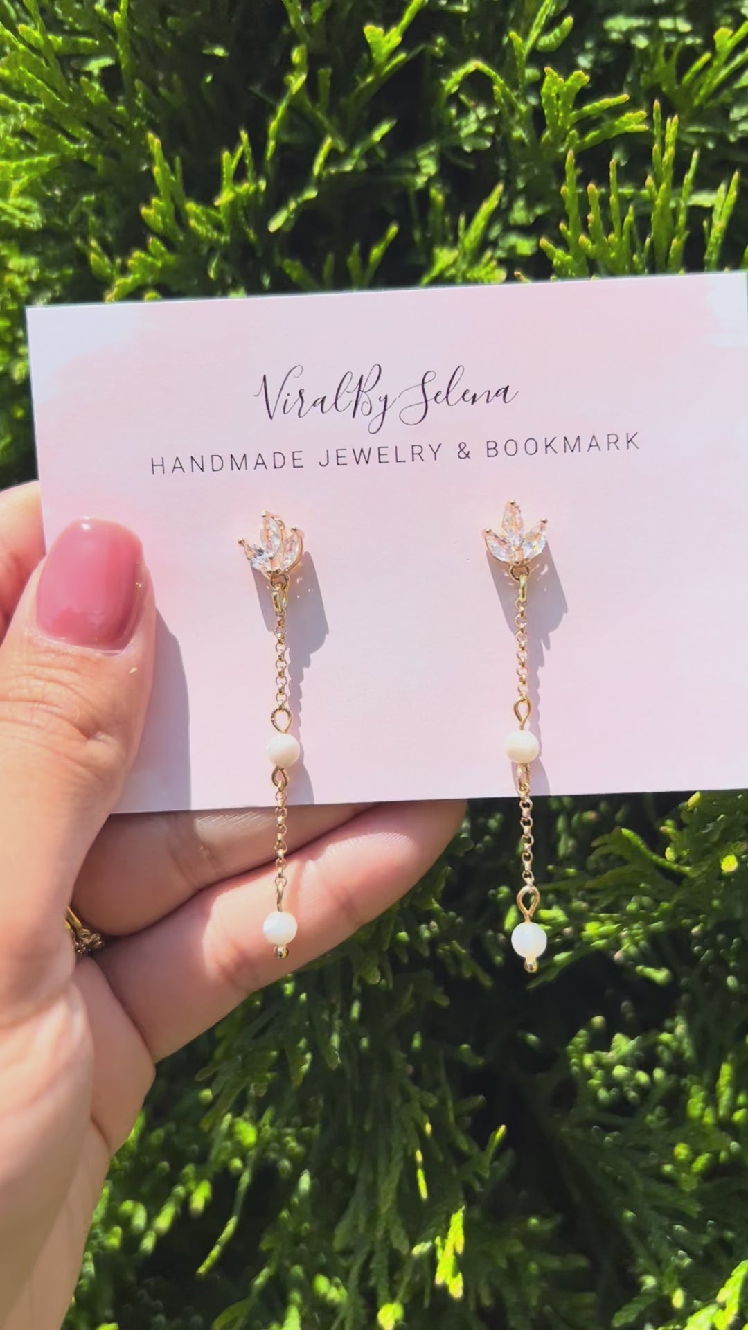 Mother of pearl earring with cubic zirconia studs