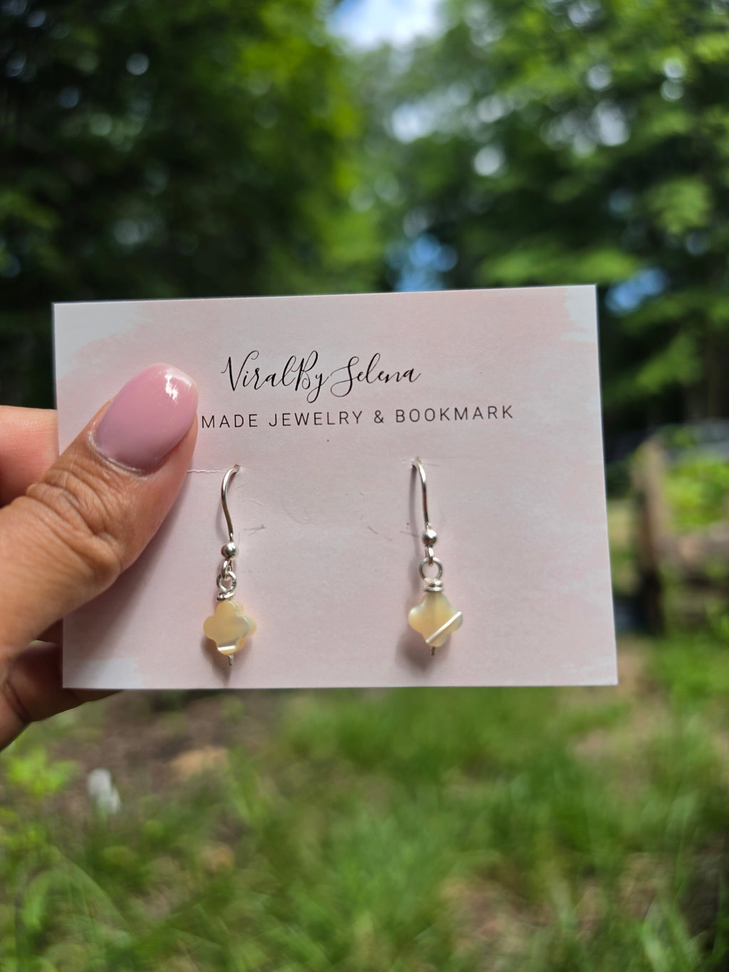 Gold plated or 925 sterling silver clover shell earrings