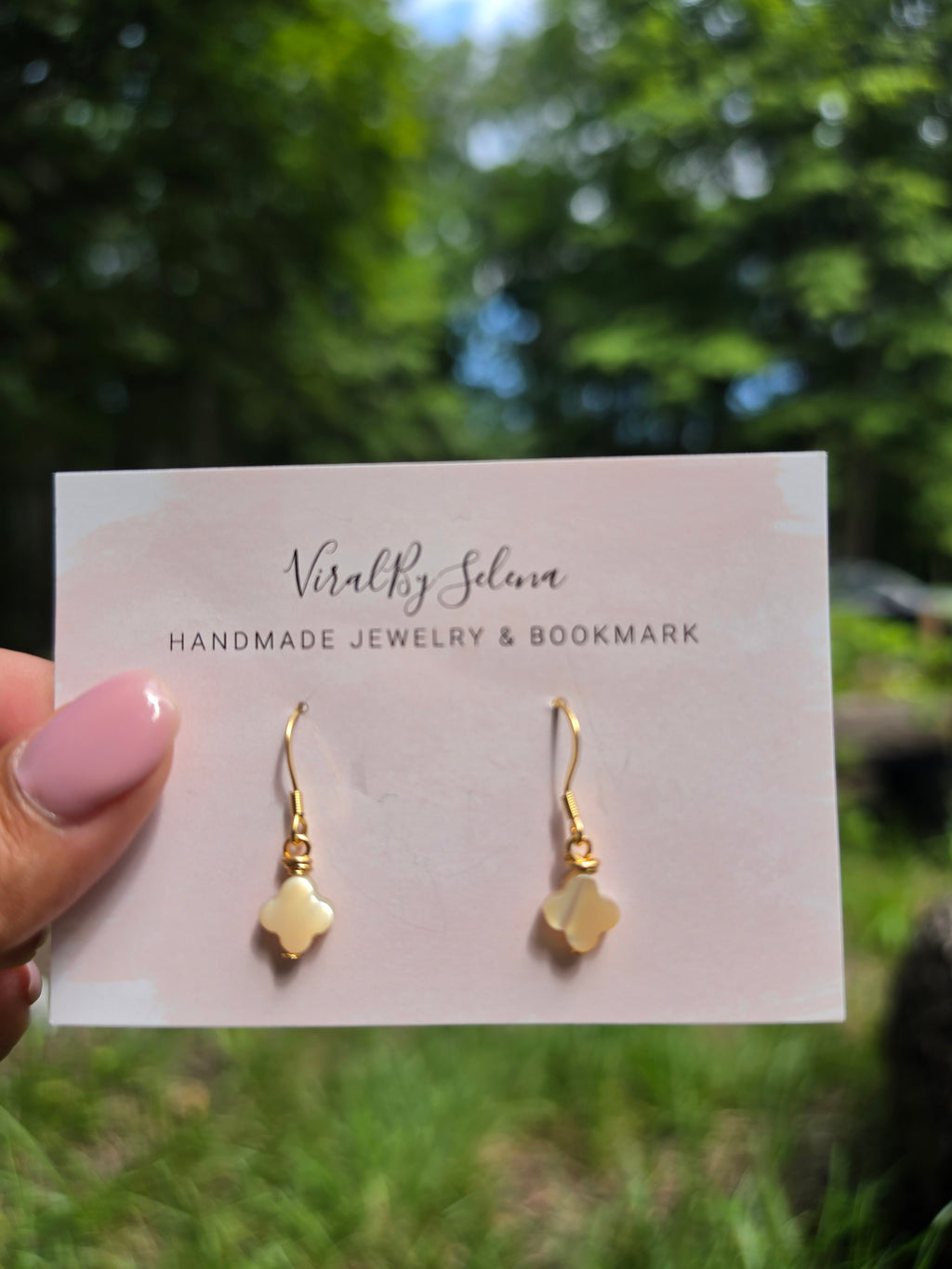 Gold plated or 925 sterling silver clover shell earrings