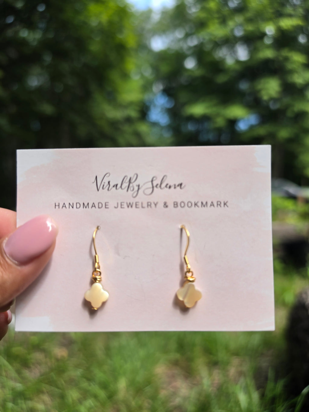 Gold plated or 925 sterling silver clover shell earrings